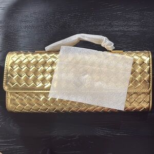 NEW Gold Woven Clutch